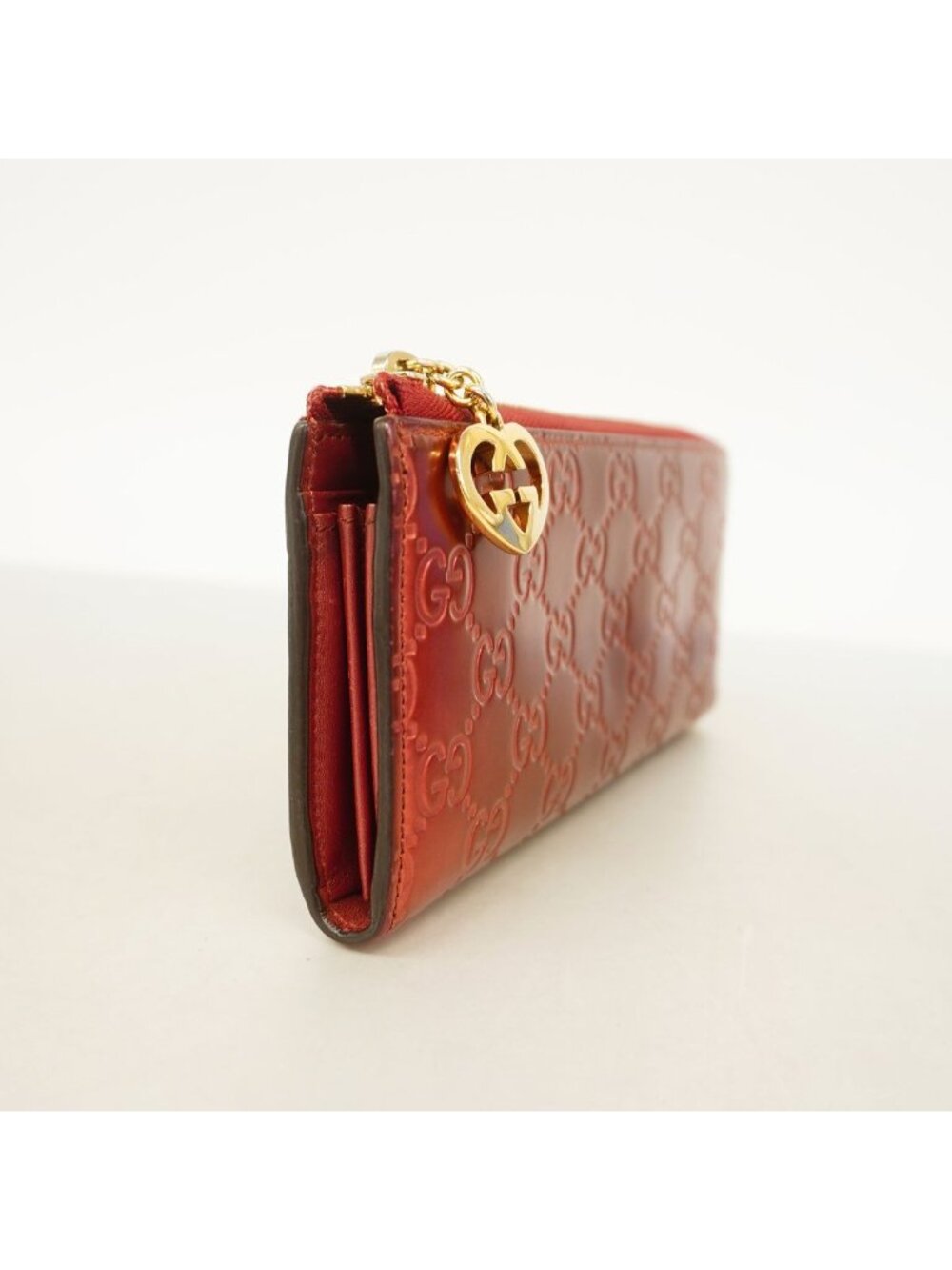 Gucci Wallet Guccissima Patent Red Champagne Gold - Picture 2 of 7